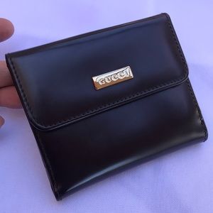 💯Authentic Gucci Enamel compact wallet dark brown